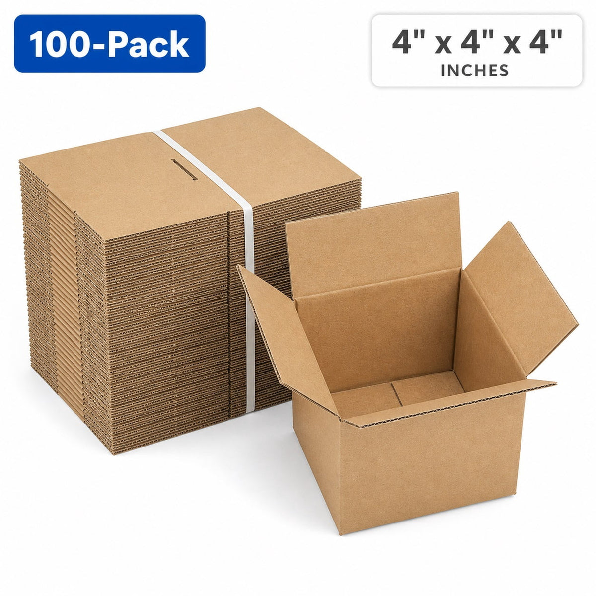 COTINSE 100 Pack Corrugated Shipping Boxes, 4" x 4" x 4" Yellow Mailing Cardboard Boxes for Small Business, Gifts, Packaging and Storage