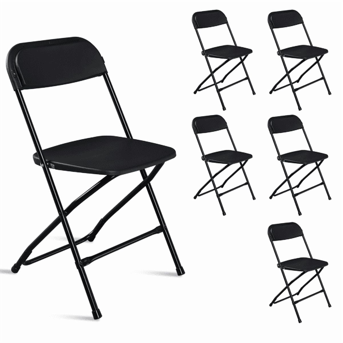 Cotinse 6 Pack Folding Chairs, Vinyl Cushion Padded Lightweight Foldable Chairs Set of 6, Waterproof Collapsible Chairs for Outdoor Party, Home, Office, Black