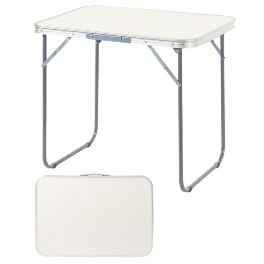 COTINSE 2.3 FT Portable Aluminum Folding Table with Carry Handle, Camping Picnic Dining Table for Indoor Outdoor Party, Beige