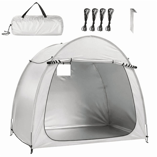 COTINSE 6.6 x 4.9 FT Bike Storage Tent, Waterproof Outdoor Bicycle Shed with Dual Doors, 210D Oxford Fabric, Light Gray