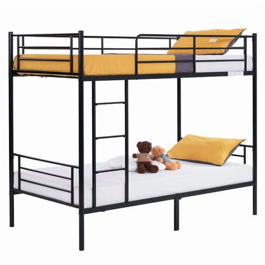 Cotinse Twin over Twin Steel Bunk Beds Frame, 78" x 42" x 65" with Ladder Bedroom Dorm Room for Kids Adult Children,Black