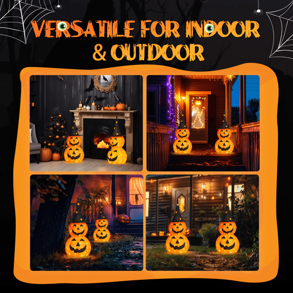 COTINSE 2-Pack 3 FT Lighted Pop-Up Pumpkin Halloween Decorations, 150 LED Lights, Collapsible Indoor Outdoor Yard Decor