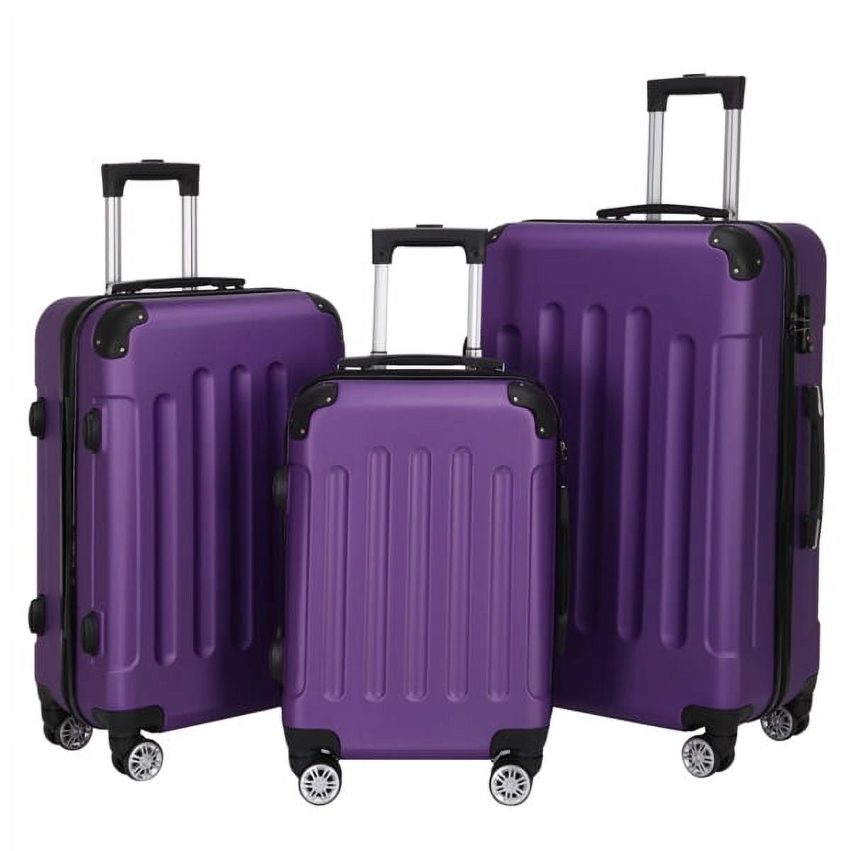 Cotinse 3 Piece Luggage Sets Hardshell Lightweight Suitcase with TSA Lock Spinner Wheels,Purple