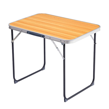 COTINSE 2.3 FT Portable Aluminum Folding Table with Carry Handle, Camping Picnic Dining Table for Indoor Outdoor Party, Woodgrain