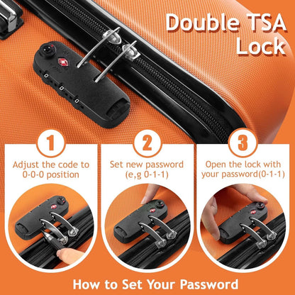Cotinse 3 Piece Luggage Sets Hardshell Lightweight Suitcase with TSA Lock Spinner Wheels,Orange