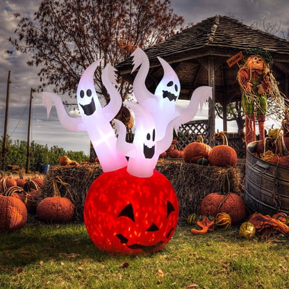COTINSE 5.9 FT Halloween Inflatable Pumpkin Ghost with Built-In LED Lights, Outdoor Blow Up Yard Decoration for Lawn, Garden and Party
