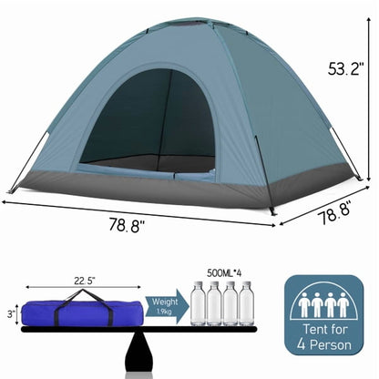 Cotinse 3-4 Person Tent for Camping, Instant Pop Up Camping Tent with Screen Porch, Family Tent for Outdoor/Hiking/Traveling, with Tote Bag, Camp Dome,Blue