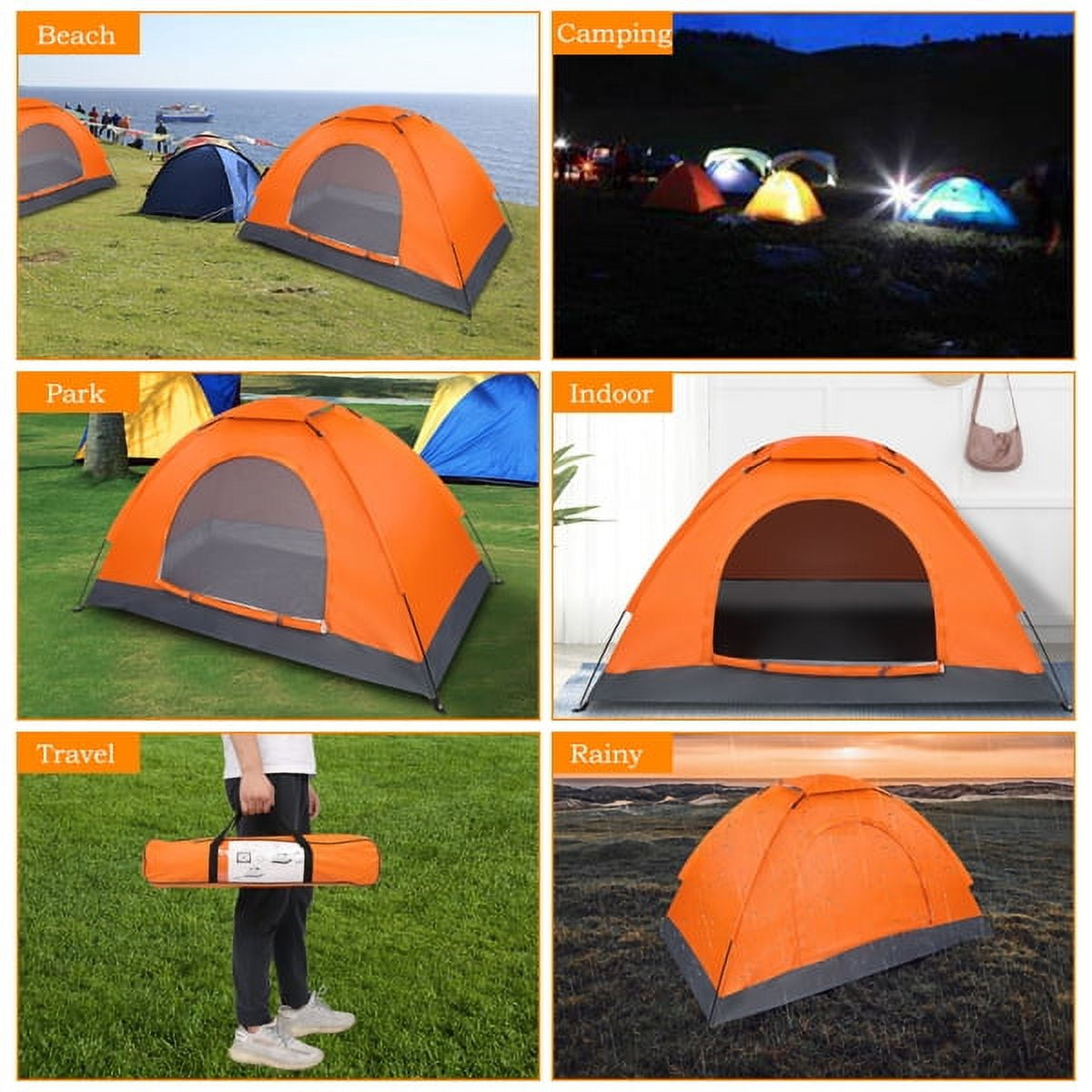 Cotinse 3-4 Person Tent for Camping, Instant Pop Up Camping Tent with Screen Porch, Family Tent for Outdoor/Hiking/Traveling, with Tote Bag, Camp Dome,Pink