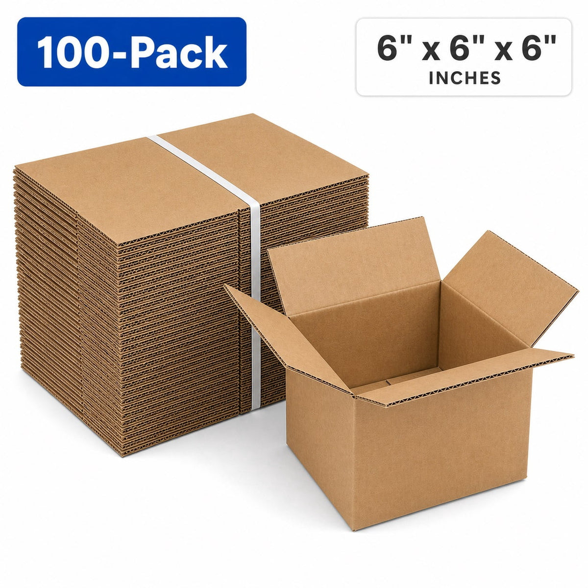 COTINSE 100 Pack Corrugated Shipping Boxes, 6" x 6" x 6" Yellow Mailing Cardboard Boxes for Small Business, Gifts, Packaging and Storage