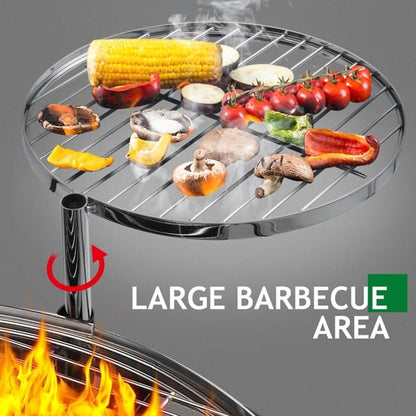 Cotinse BBQ Charcoal Grill Outdoor Barbecue Pit Patio Backyard Camping,Wood Burning Fire Pit BBQ Grill Combo,Black