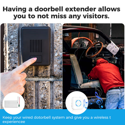 Cotinse Wireless Doorbell Extender – Convert Hardwired Doorbell to Wireless System | 656FT Range, 58 Chimes, 5 Volume Levels | Compatible with Video Doorbells