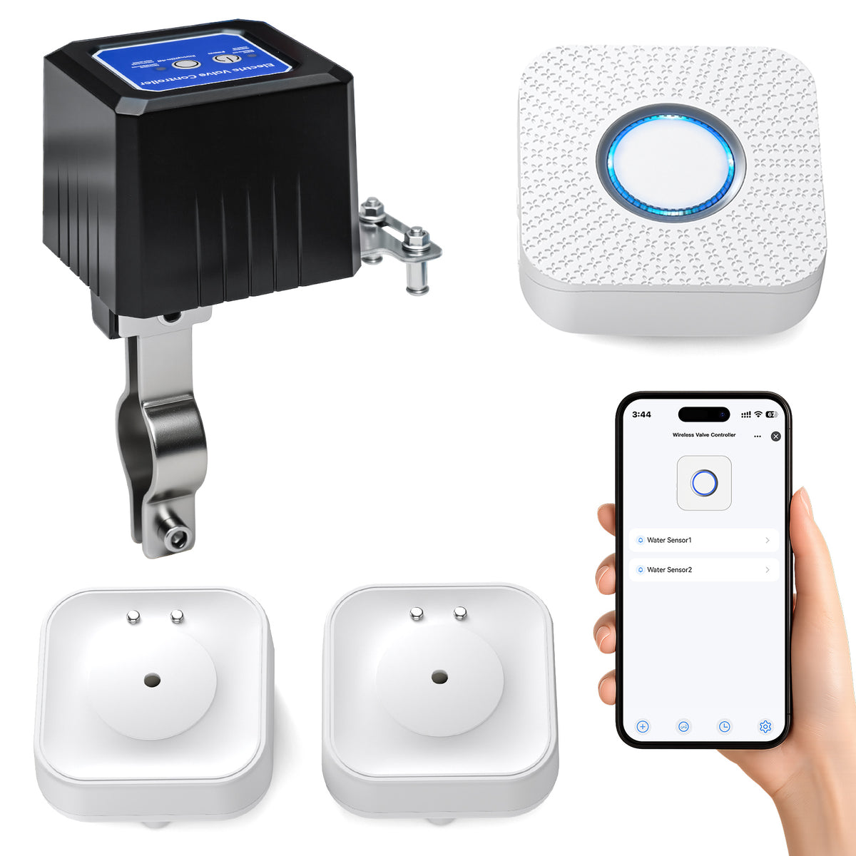 Cotinse Smart Water Leak Detector & Automatic Shut-Off Valve Kit – Protect Your Home with Real-Time Alerts and Long Battery Life
