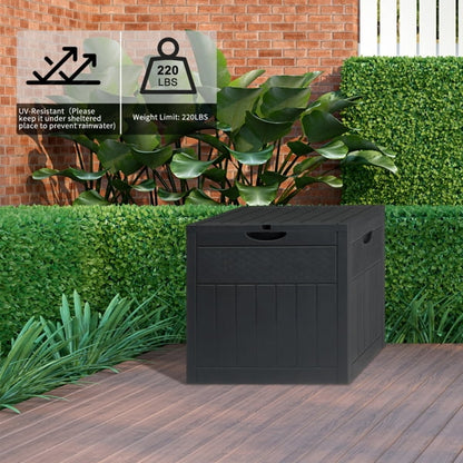 COTINSE 33 Gallon Outdoor Storage Box, Rattan-Look Plastic Deck Box for Patio Cushions, Garden Tools & Toys, Dark Gray