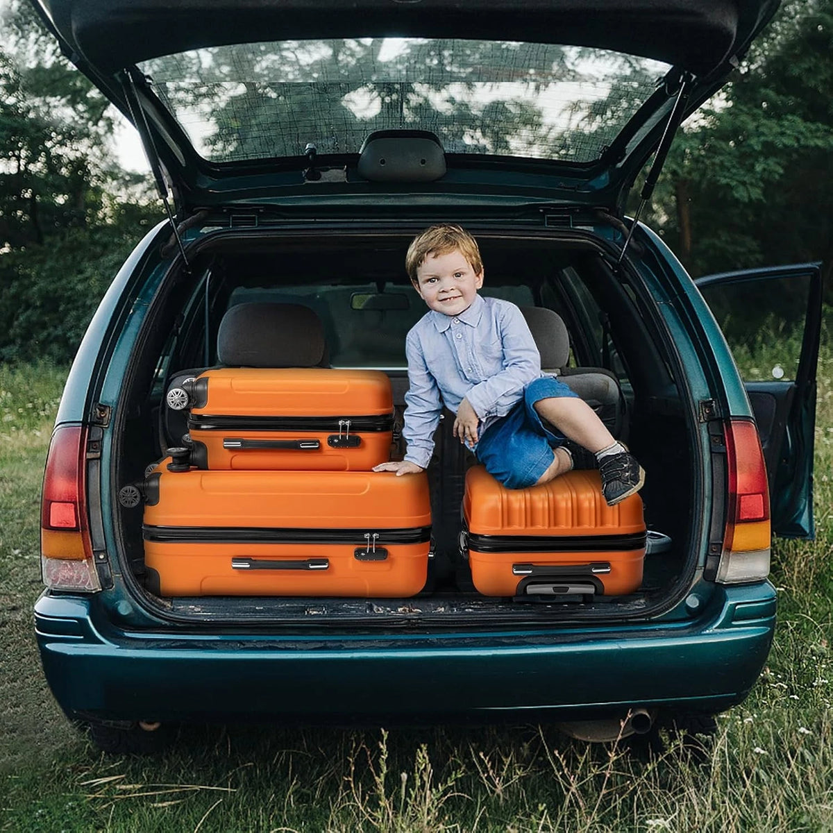 Cotinse Luggage Set Suitcase,3-In-1 Multifunctional Large Capacity Traveling Storage Suitcase Luggage Set,Orange