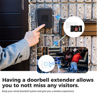 Cotinse Wireless Doorbell Extender – Convert Hardwired Doorbell to Wireless System | 656FT Range, 58 Chimes, 5 Volume Levels | Compatible with Video Doorbells