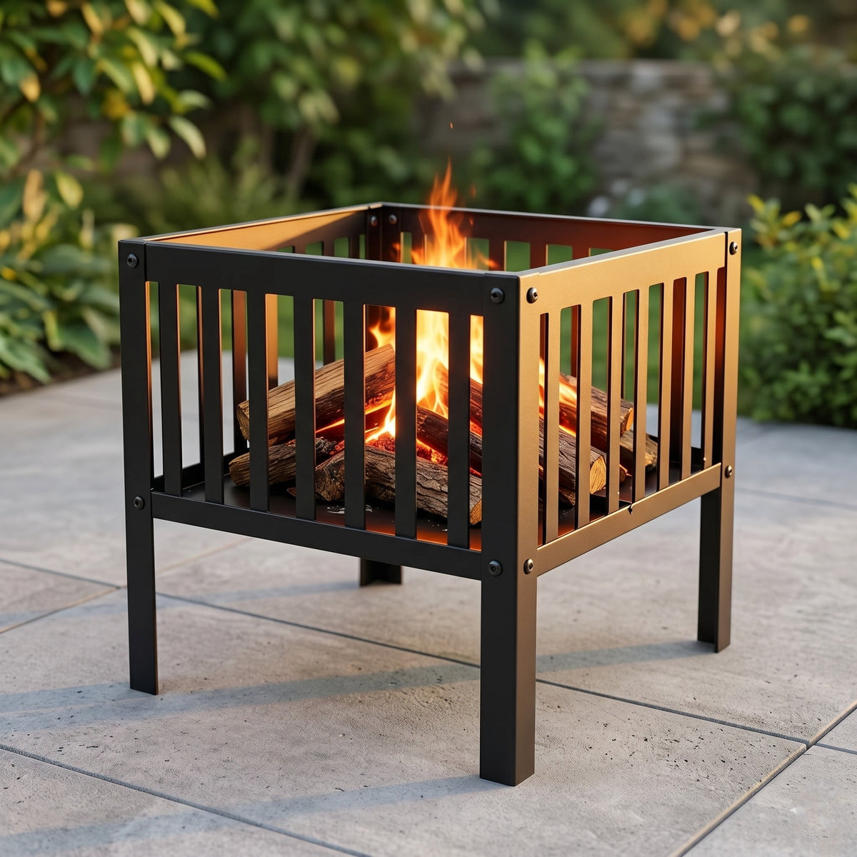 Cotinse Outdoor Fire Pit, 16" Firepit, Segmart Wood Burning Fire Pit, Fire Pits for Outside, Fire Pit Table, Square Metal Firepit Table For Outside Patio, Black