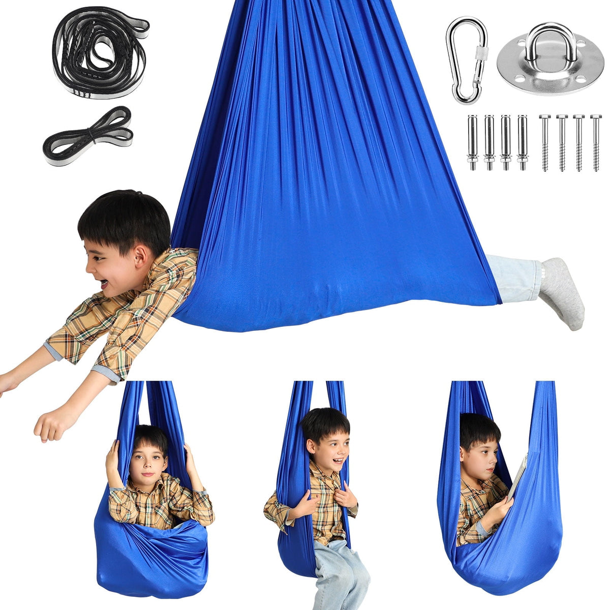 Cotinse Sensory Therapy Swing for Kids - Indoor/Outdoor Cuddle Hammock for Autism & ADHD,Blue