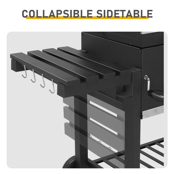 Cotinse BBQ Grill Outdoor Charcoal Grill Smoker Large-sized Barbecue Grill with 2 Charcoal Doors for Patio,Backyard,Garden
