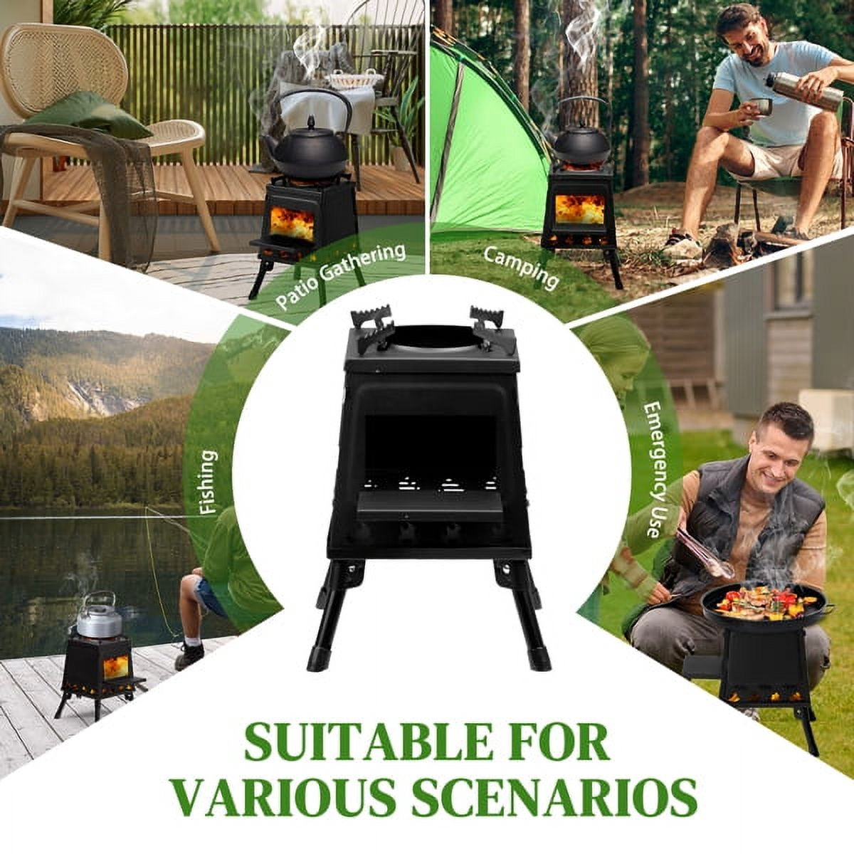 Cotinse Fire Pit, Steel Outdoor Patio Camping wood stove, Wood Burning Backyard Fire Pit with gloves and Fire Poker