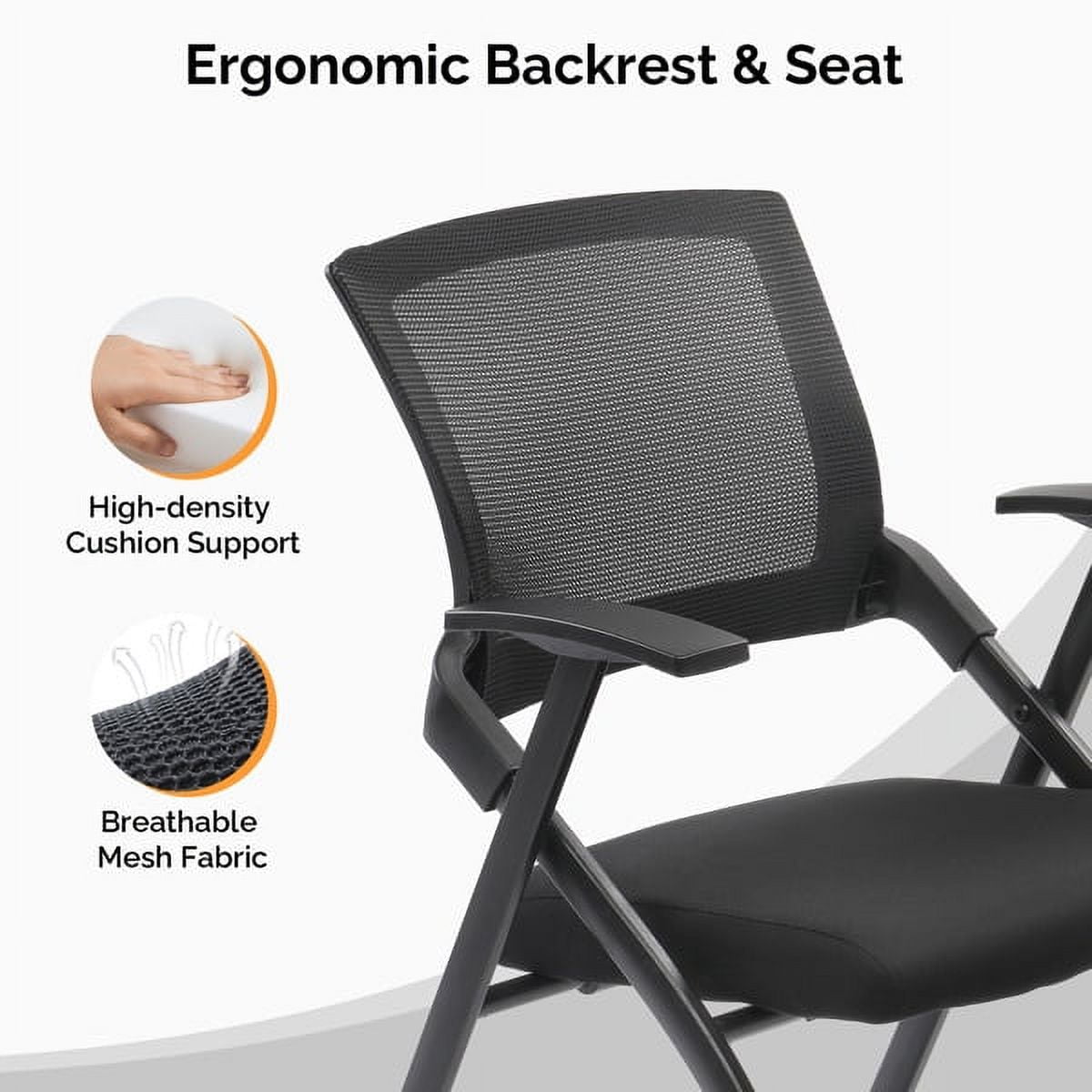 Cotinse Folding Office Chair Stackable Conference Room Chairs with Wheels and Padded Mesh Back Ergonomic for Reception Meeting