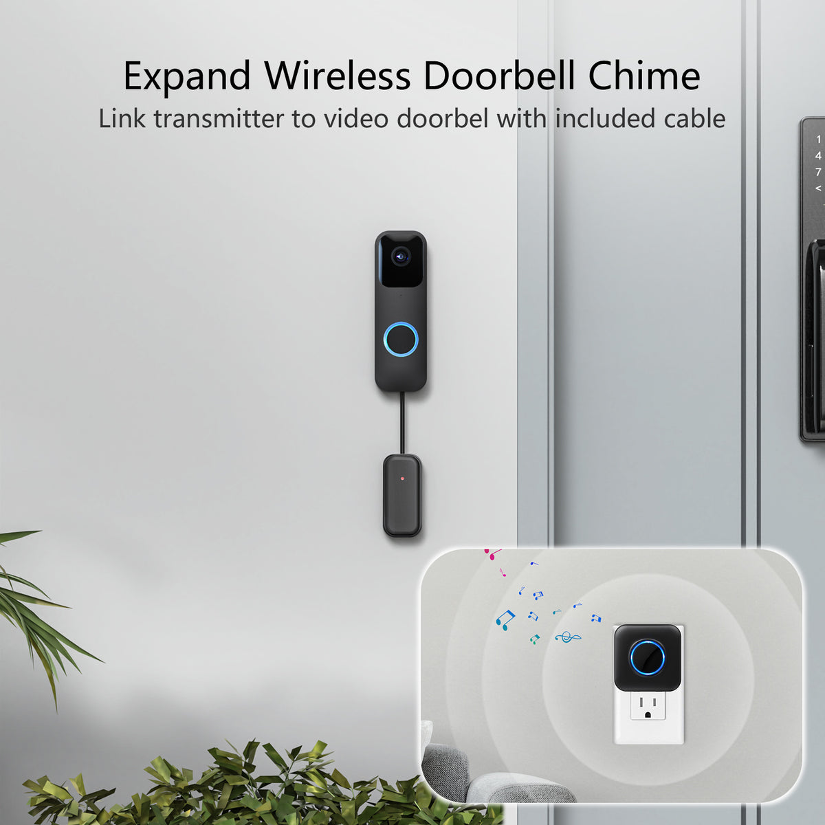 Cotinse Wireless Doorbell Chime for Blink Video Doorbell – Plug-in Receiver Extender with Long Range, Easy Setup & Loud Adjustable Volume | SmartHome