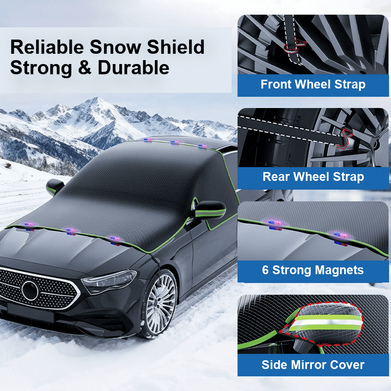 COTINSE Car Windshield Cover for Ice and Snow, 100" x 46" Car Snow Cover for SUVs and Sedans with Side Window & Mirror Protection, Waterproof Oxford Fabric with Magnets & Straps