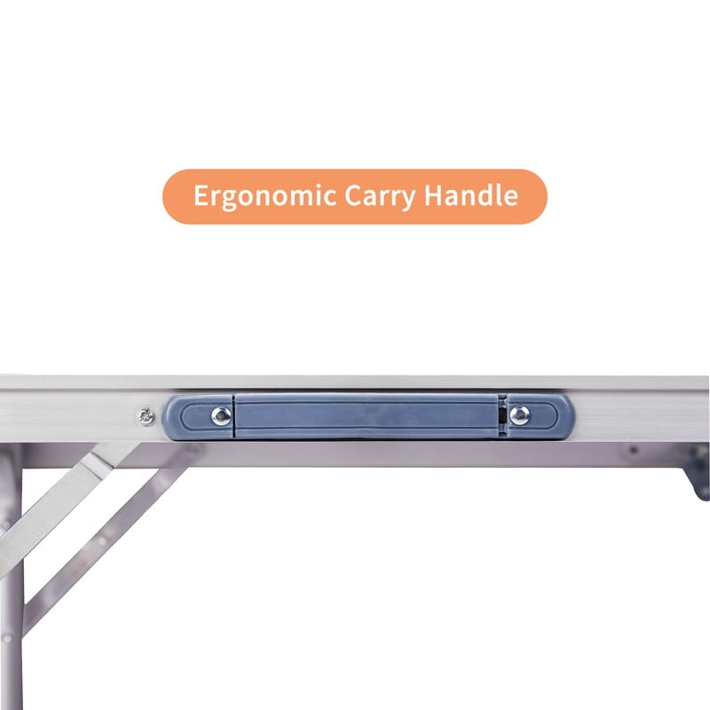 COTINSE 3 FT Adjustable Height Aluminum Folding Table with Carry Handle, Portable Camping Picnic Dining Table for Indoor Outdoor Use, Black