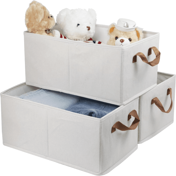 COTINSE 3-Pack Large Fabric Storage Bins, Foldable Closet Organizer System for Clothes & Toys, Sturdy Cationic Shelf Baskets, 19.7x11.8x7.9 in