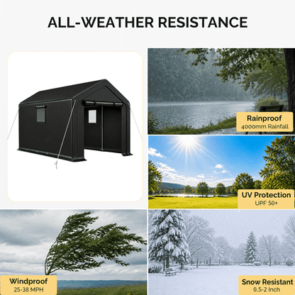 COTINSE 8x10 FT Outdoor Storage Shed, Waterproof Portable Bike Storage Tent with Roll-Up Zipper Door, 2 Windows, Heavy Duty Frame and Ground Stakes for Bicycles, Garden Tools and Firewood