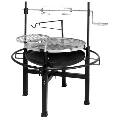 Cotinse BBQ Charcoal Grill Outdoor Barbecue Pit Patio Backyard Camping,Wood Burning Fire Pit BBQ Grill Combo,Black
