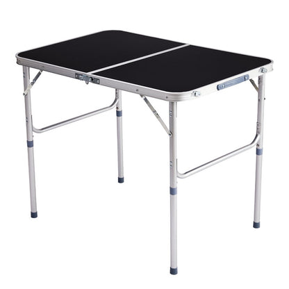 COTINSE 3 FT Adjustable Height Aluminum Folding Table with Carry Handle, Portable Camping Picnic Dining Table for Indoor Outdoor Use, Black