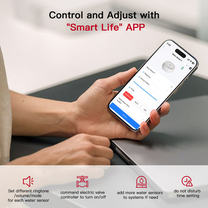 Cotinse Smart Water Leak Detector & Automatic Shut-Off Valve Kit – Protect Your Home with Real-Time Alerts and Long Battery Life