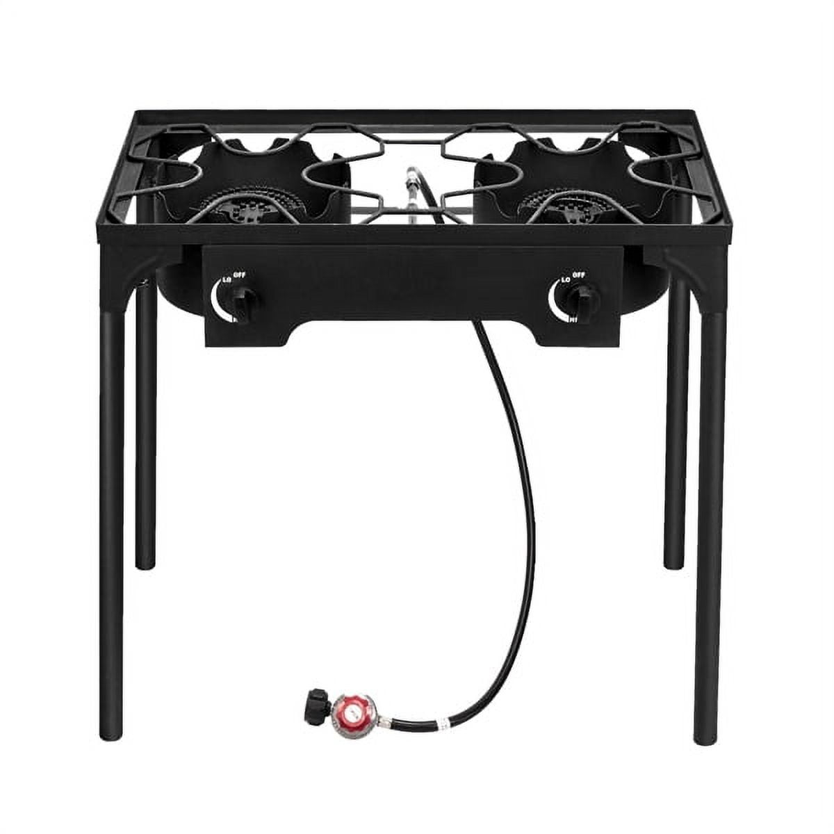 Cotinse High Pressure Double Burner Propane Stove, 150000 BTU Portable Cast Iron Outdoor Cooking with Adjustable CSA Regulator & Removable Legs for Camping, Tailgating, and Home Brewing