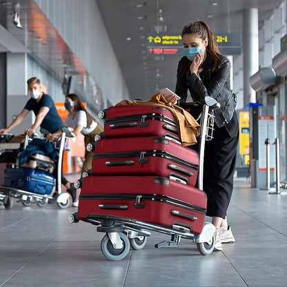 Cotinse 3 Piece Luggage Sets Hardshell Lightweight Suitcase with TSA Lock Spinner Wheels, Wine Red