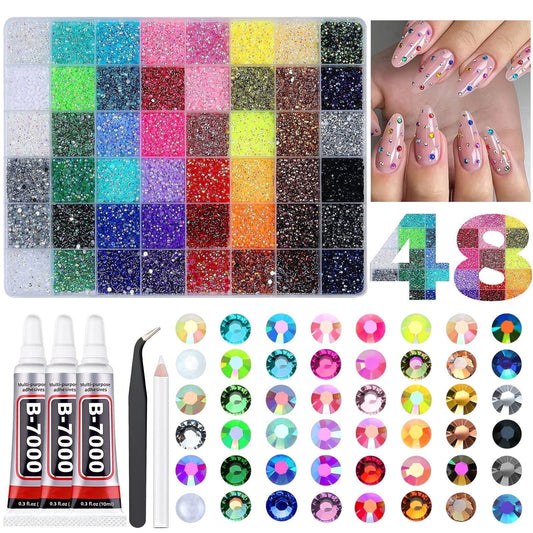 COTINSE 40,000pcs 3mm Resin Jelly Rhinestones Bedazzler Kit with Glue, Pick-Up Pen & Tweezers for Nail Art, Diamond Painting & DIY Crafts