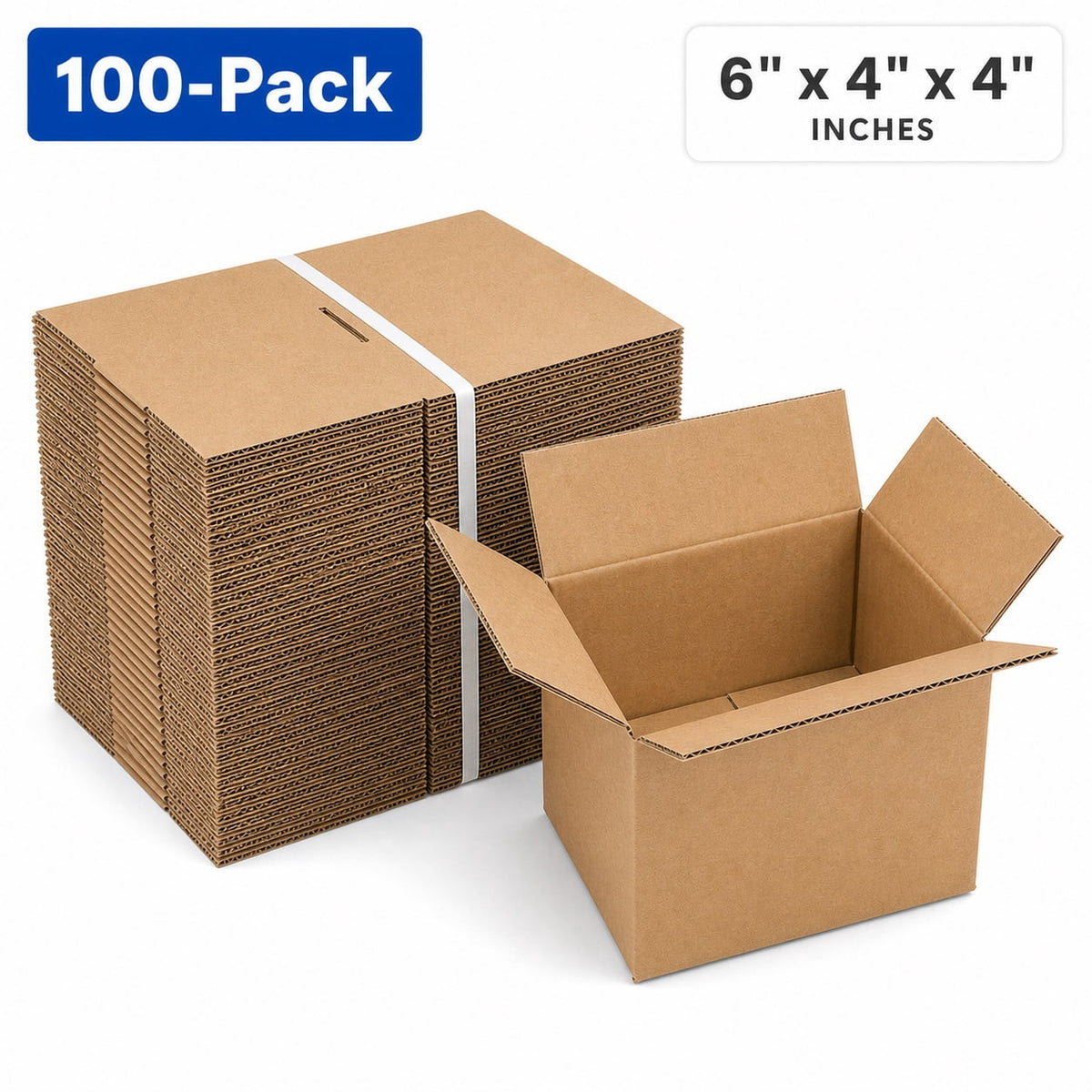 COTINSE 100 Pack Corrugated Shipping Boxes, 6" x 4" x 4" Yellow Mailing Cardboard Boxes for Small Business, Gifts, Packaging and Storage
