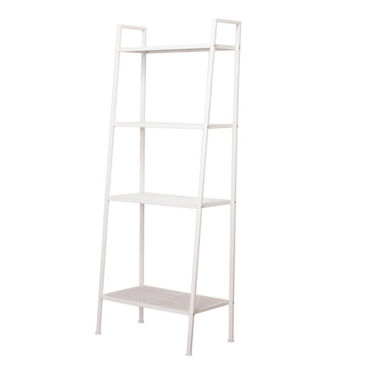 COTINSE 4-Tier Metal Shelving Unit, Widen Iron Bookshelf and Multi-Purpose Storage Rack for Pantry & Living Room, Ivory White
