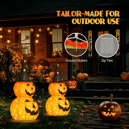 COTINSE 2-Pack 3 FT Lighted Pop-Up Pumpkin Halloween Decorations, 150 LED Lights, Collapsible Indoor Outdoor Yard Decor