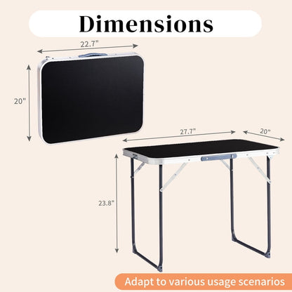 COTINSE 2.3 FT Portable Aluminum Folding Table with Carry Handle, Camping Picnic Dining Table for Indoor Outdoor Party, Black