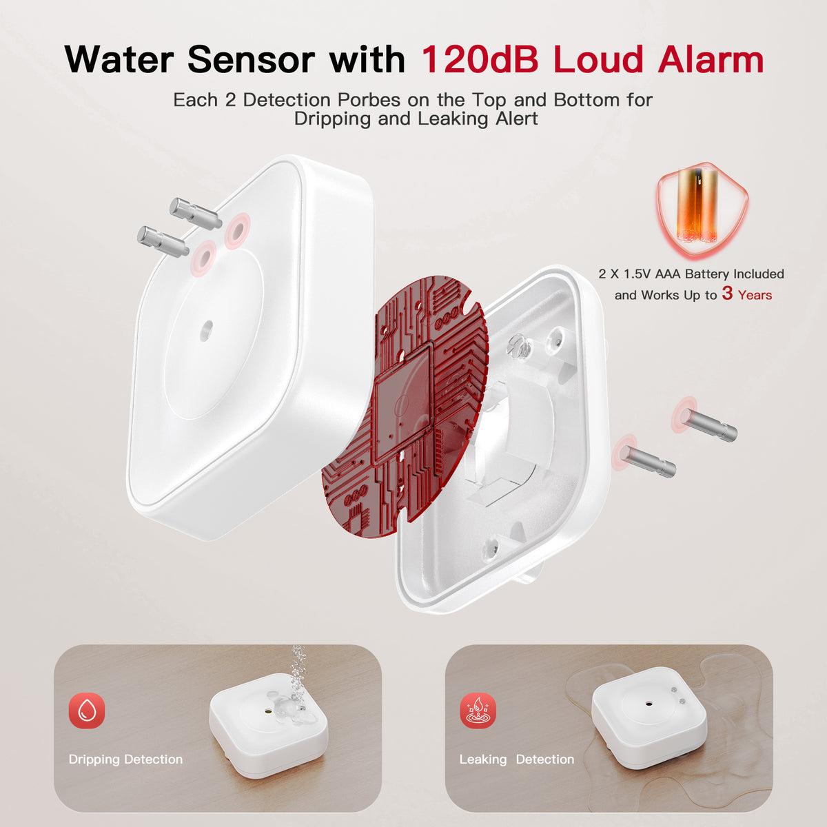 Cotinse Smart Water Leak Detector & Automatic Shut-Off Valve Kit – Protect Your Home with Real-Time Alerts and Long Battery Life