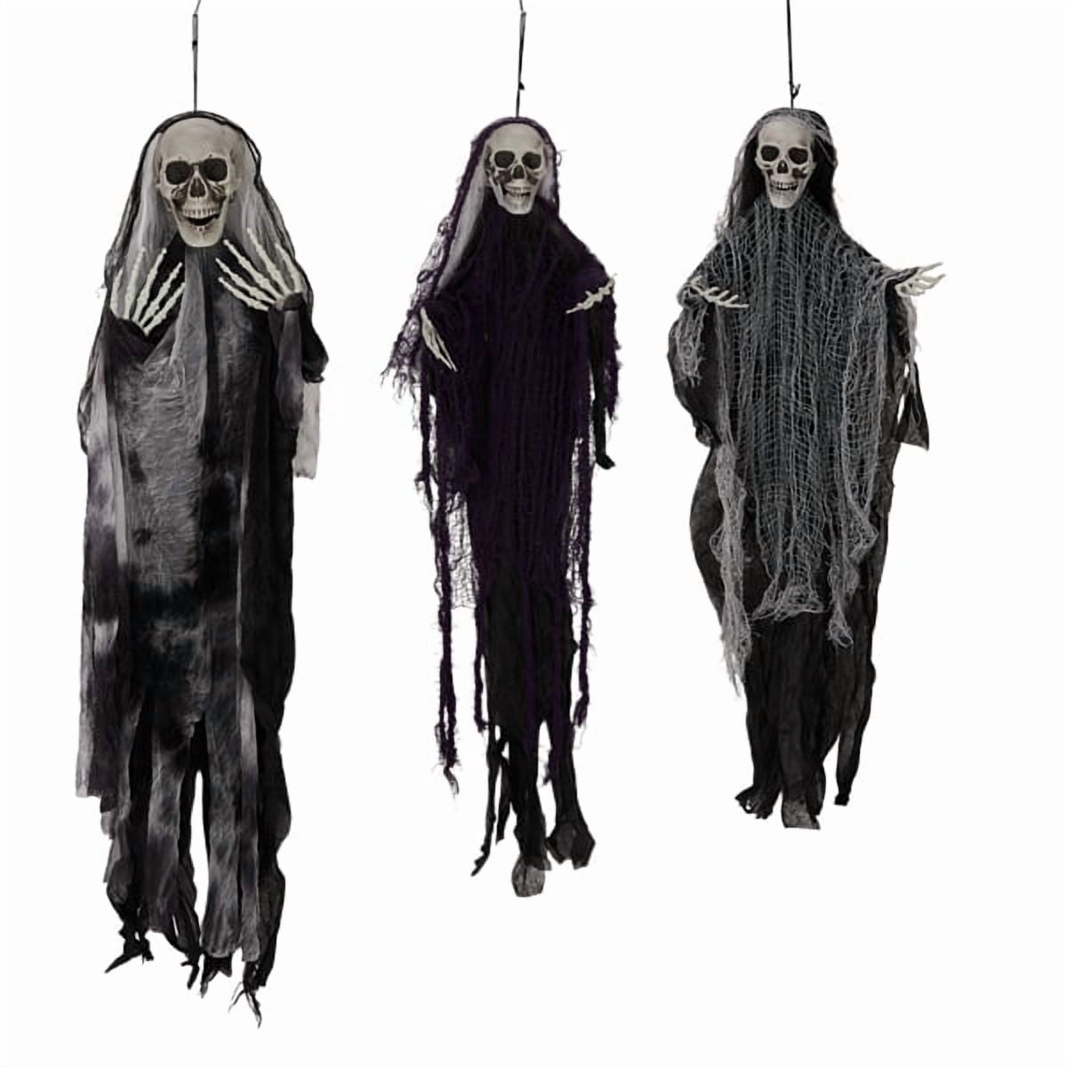 COTINSE 3 Pack Hanging Skeleton Ghosts Halloween Decorations, Grim Reapers Outdoor Yard Decor & Haunted House Party Supplies