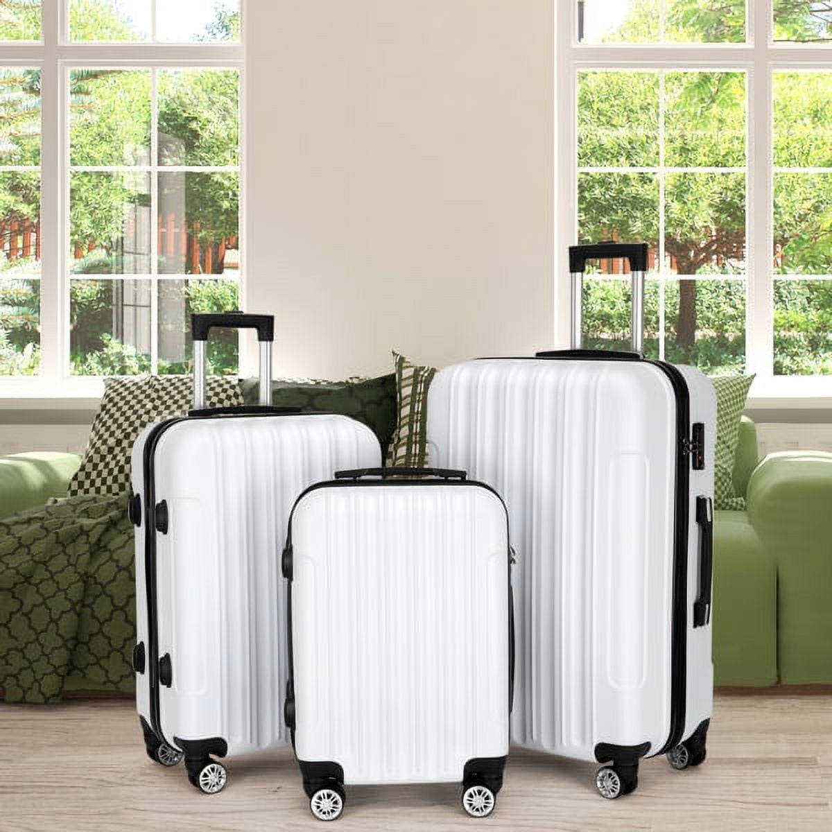 Cotinse Luggage Set Suitcase,3-In-1 Multifunctional Large Capacity Traveling Storage Suitcase Luggage Set,White