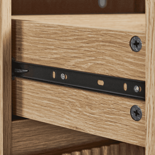 COTINSE 4-Drawer Dresser, Oak Handleless Nightstand with Grille Fronts, Engineered Wood Storage Cabinet for Bedroom, 23.62 in Wide