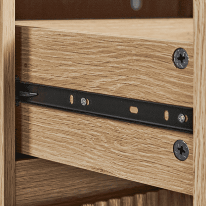 COTINSE 4-Drawer Dresser, Oak Handleless Nightstand with Grille Fronts, Engineered Wood Storage Cabinet for Bedroom, 23.62 in Wide