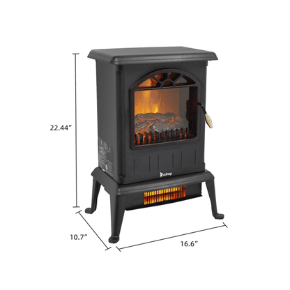 COTINSE 1500W Infrared Electric Fireplace Heater, 22" Freestanding Stove with Realistic Flame, 1000W/1500W 2 Heat Settings, Tip-Over & Overheat Protection, Black