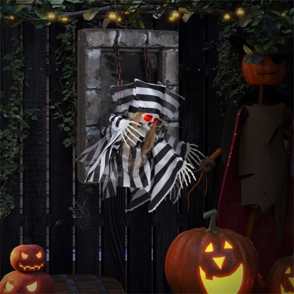 COTINSE 18 in Animated Halloween Decoration, Sound-Activated Hanging Prop with Glowing Red Eyes and Sounds