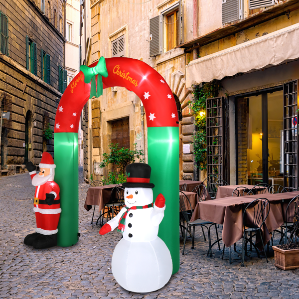 COTINSE 8 FT Christmas Inflatable Archway with Santa & Snowman, Outdoor Christmas Decorations with 7 LED Lights and Built-in Blower for Yard, Lawn, Garden and Holiday Party