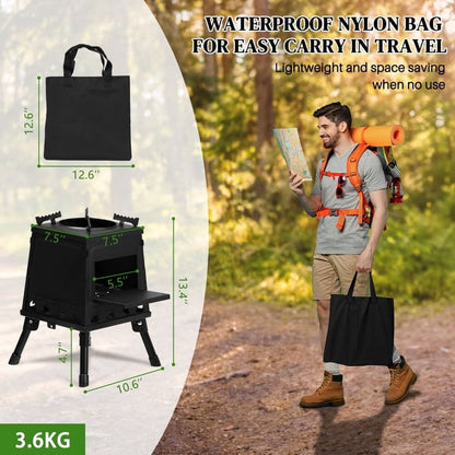 Cotinse Fire Pit, Steel Outdoor Patio Camping wood stove, Wood Burning Backyard Fire Pit with gloves and Fire Poker