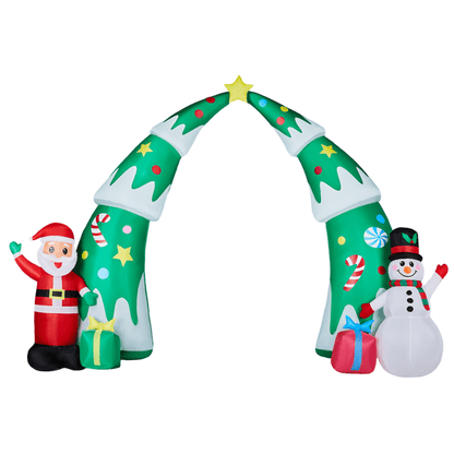 COTINSE 15 FT Wide Christmas Archway Inflatable Outdoor Decorations, Lighted Christmas Tree Arch with Santa & Snowman, 13 LED Lights, Built-in Blower, Stakes & Tethers