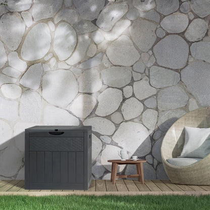 COTINSE 33 Gallon Outdoor Storage Box, Rattan-Look Plastic Deck Box for Patio Cushions, Garden Tools & Toys, Dark Gray